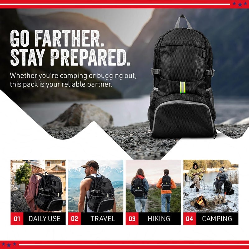 MODERN NEEDS Store Ready Pack 35L — Foldable Backpack for Travel | Lightweight, Water Resistant Hiking Daypack | Compact, Packable Backpack for Men & Women | Great for Camping & Daily Use - Image 2